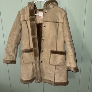 Y2K Vintage Penny Lane Coat Faux Fur Trim Leather Suede L Shaggy Xhilaration